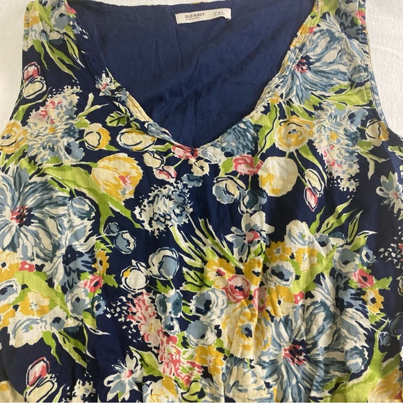 Old Navy Floral Print Midi  Drees Sleeveles Multicolor V Neck Sz XL - Picture 7 of 16